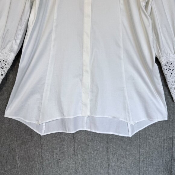 Soft Surroundings White Long Sleeve Embroidered Lace Cuff Button Front Tunic Top - Picture 5 of 14